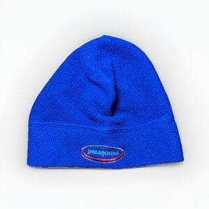 Vintage Patagonia Kids Fleece Blue Hat Beanie Size Medium Y2K 2001